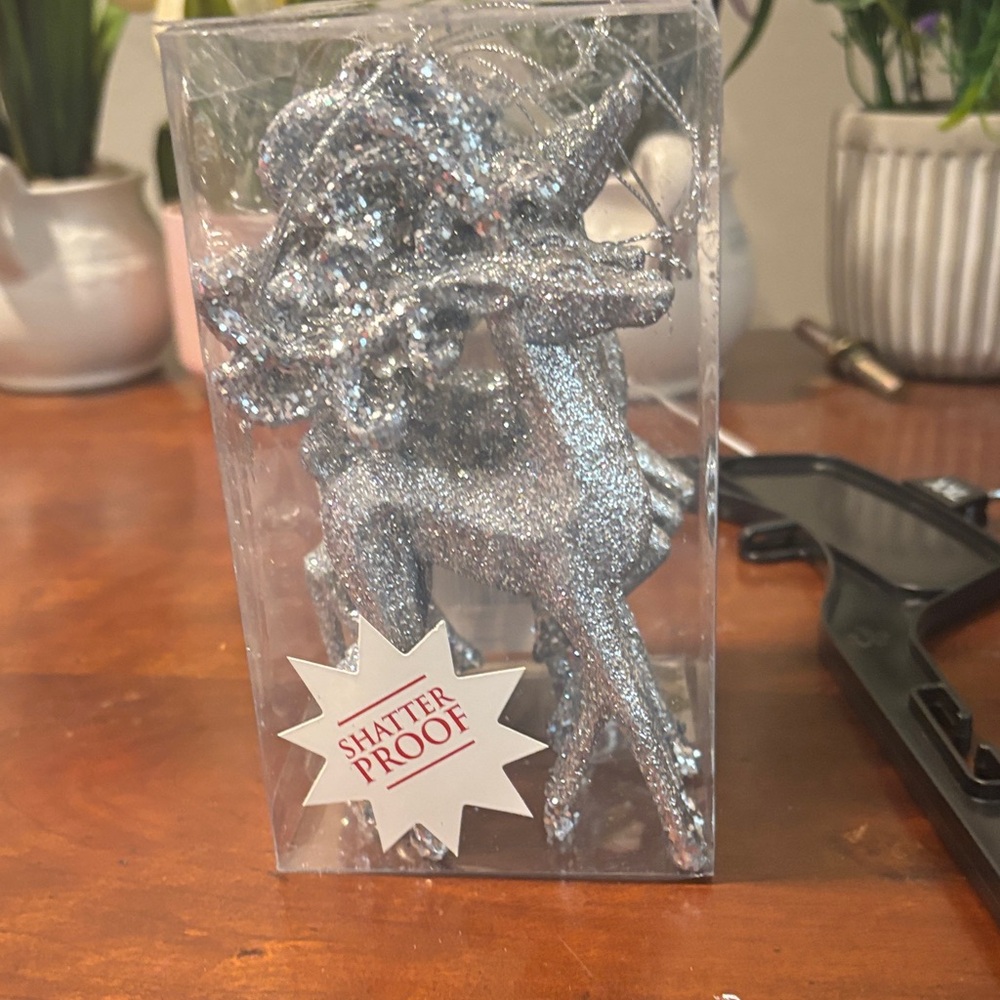 Shatterproof Silver Reindeer Ornament